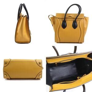 Celine Luggage Leather Yellow Gold Shopper Mustard Black Handbag